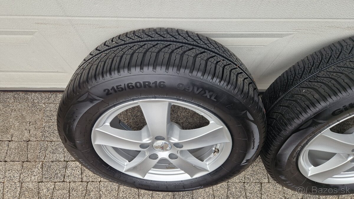 Celoročné alu 215/60 R16, 5x112, 6,5J, ET 41, - 3