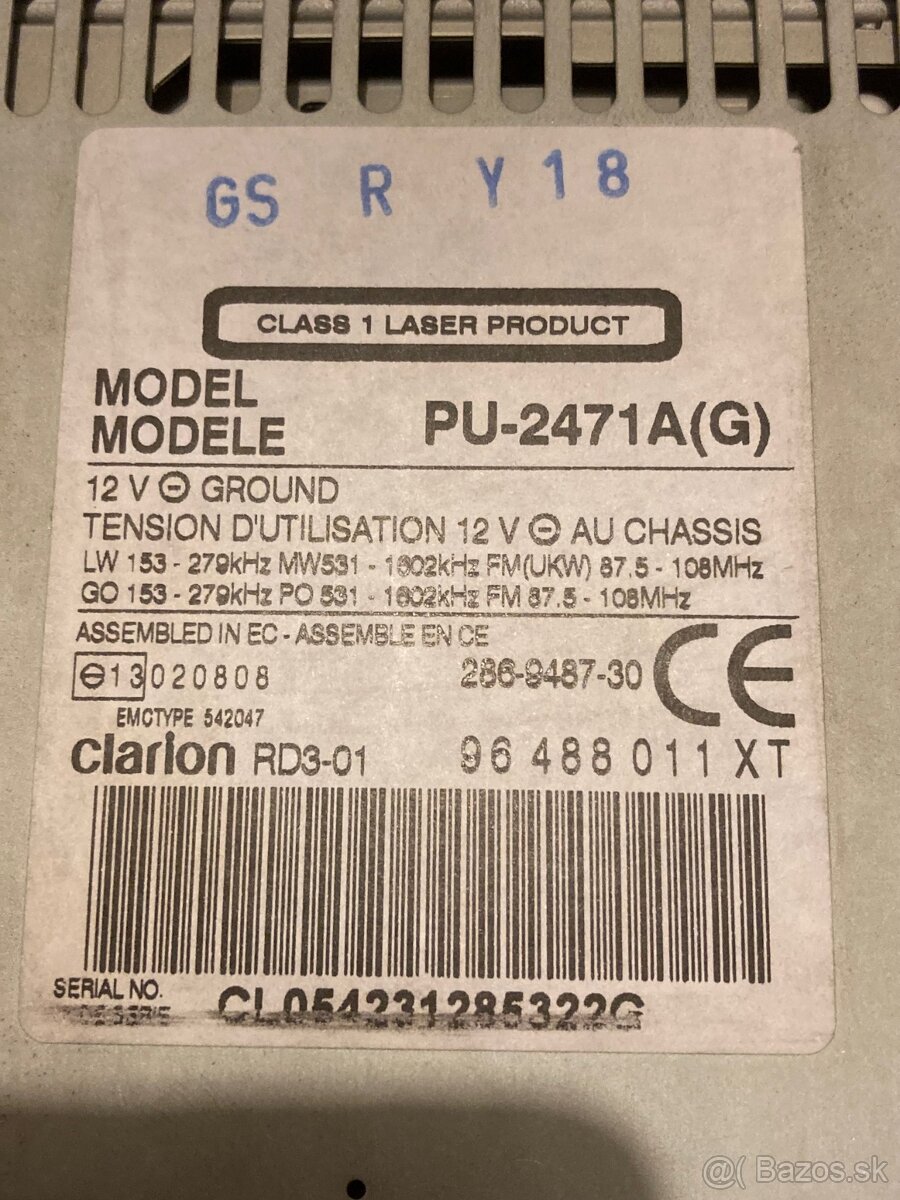 Autorádio s CD prehrávač, Peugeot 206, obj.c. 6564 97 - 3