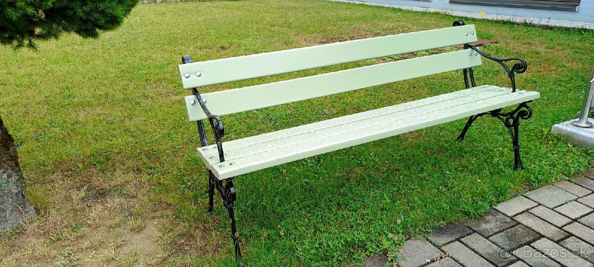 Retro záhradná lavička Green - 3