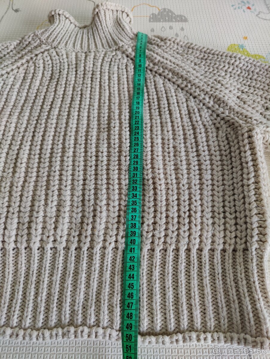 H&M oversized rolák svetlobéžový veľ. L - 3