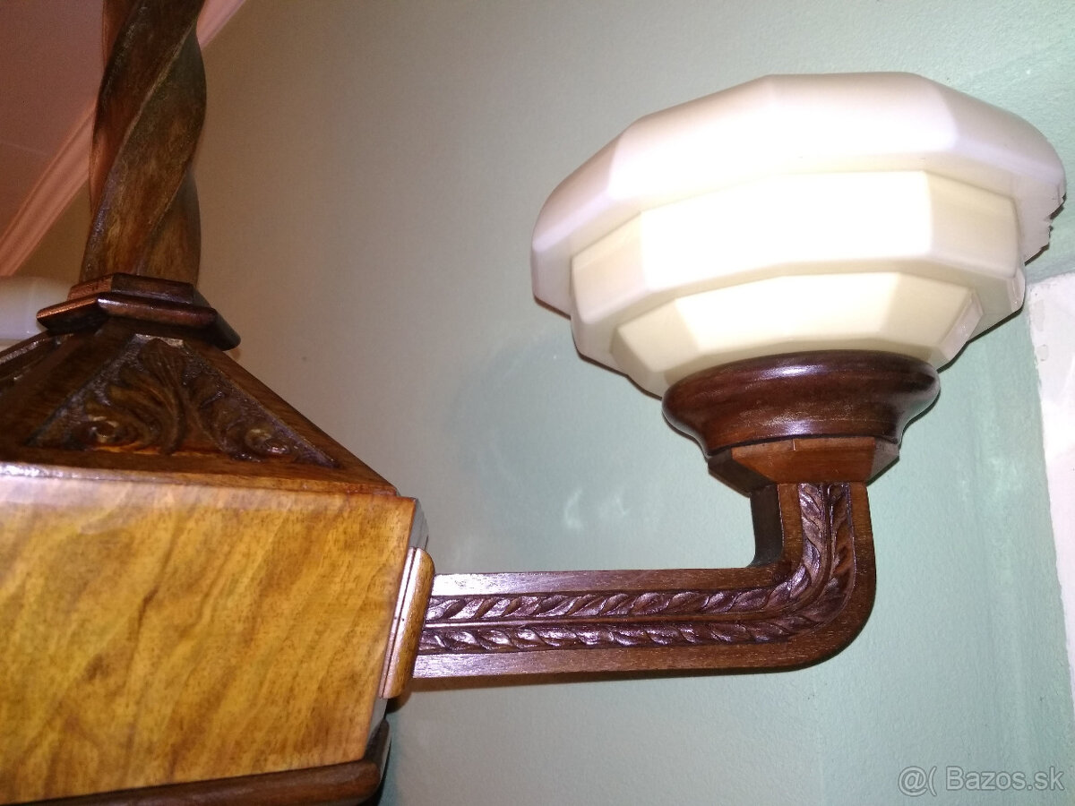 Drevený trojramenný starožitný luster - 3