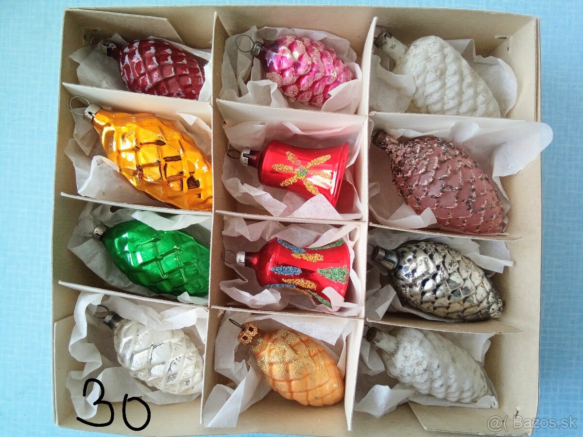 Vánoční ozdoby různé- staré, vianočné ozdoby - 3