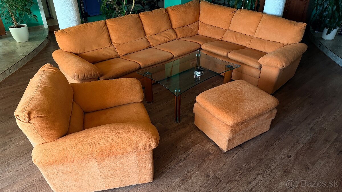 Rohova sedacia súprava s kreslom a taburetkou - 3