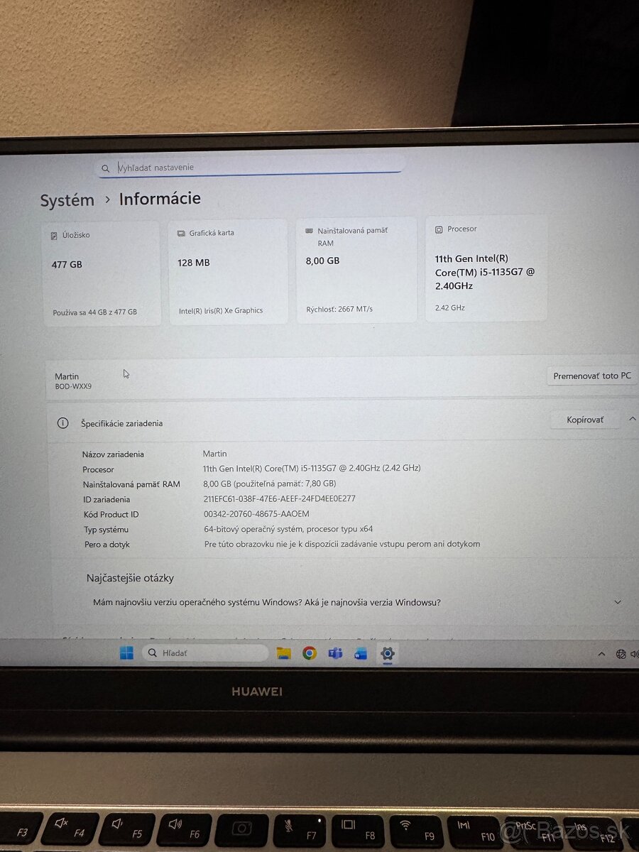 Predám Huawei Matebook D15 512GB - 3