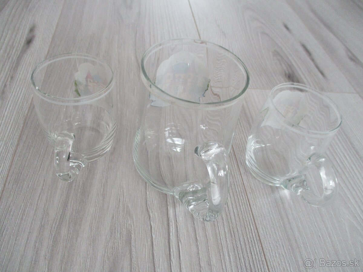 sadu troch starožitných sklenených pohárov - 3