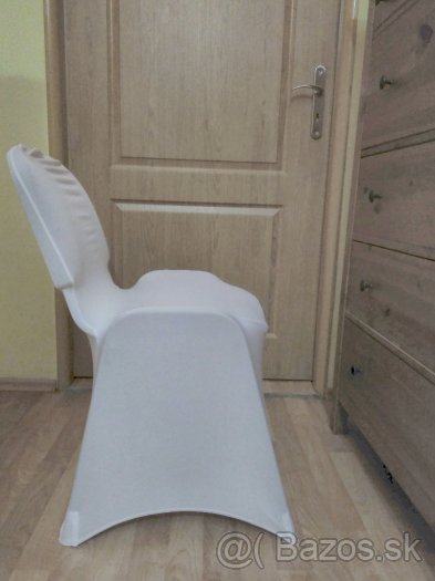 Spandexové svadobné návleky na stoličky, biele elastické - 3