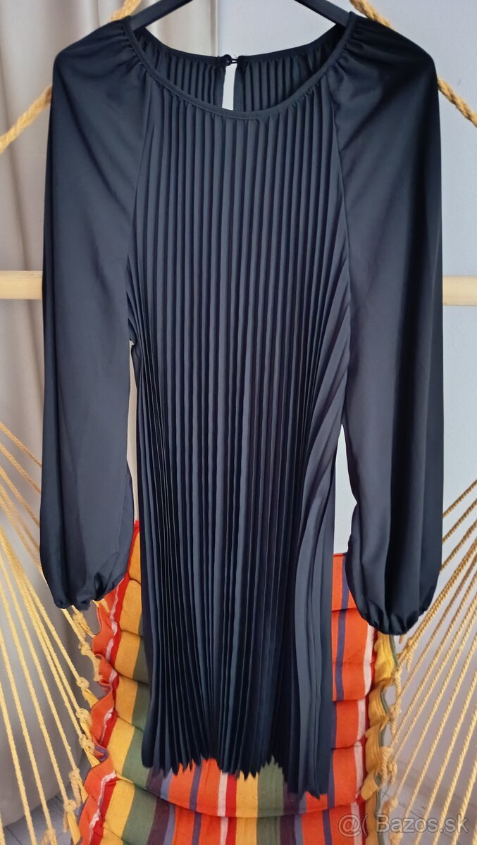 Dámske šaty čierne nové XL plisované - 3