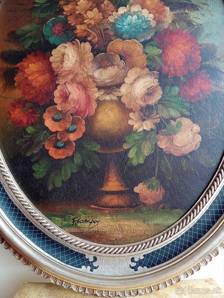 Florencia Campos - luxusný oválny olej na plátne 87x67 - 3