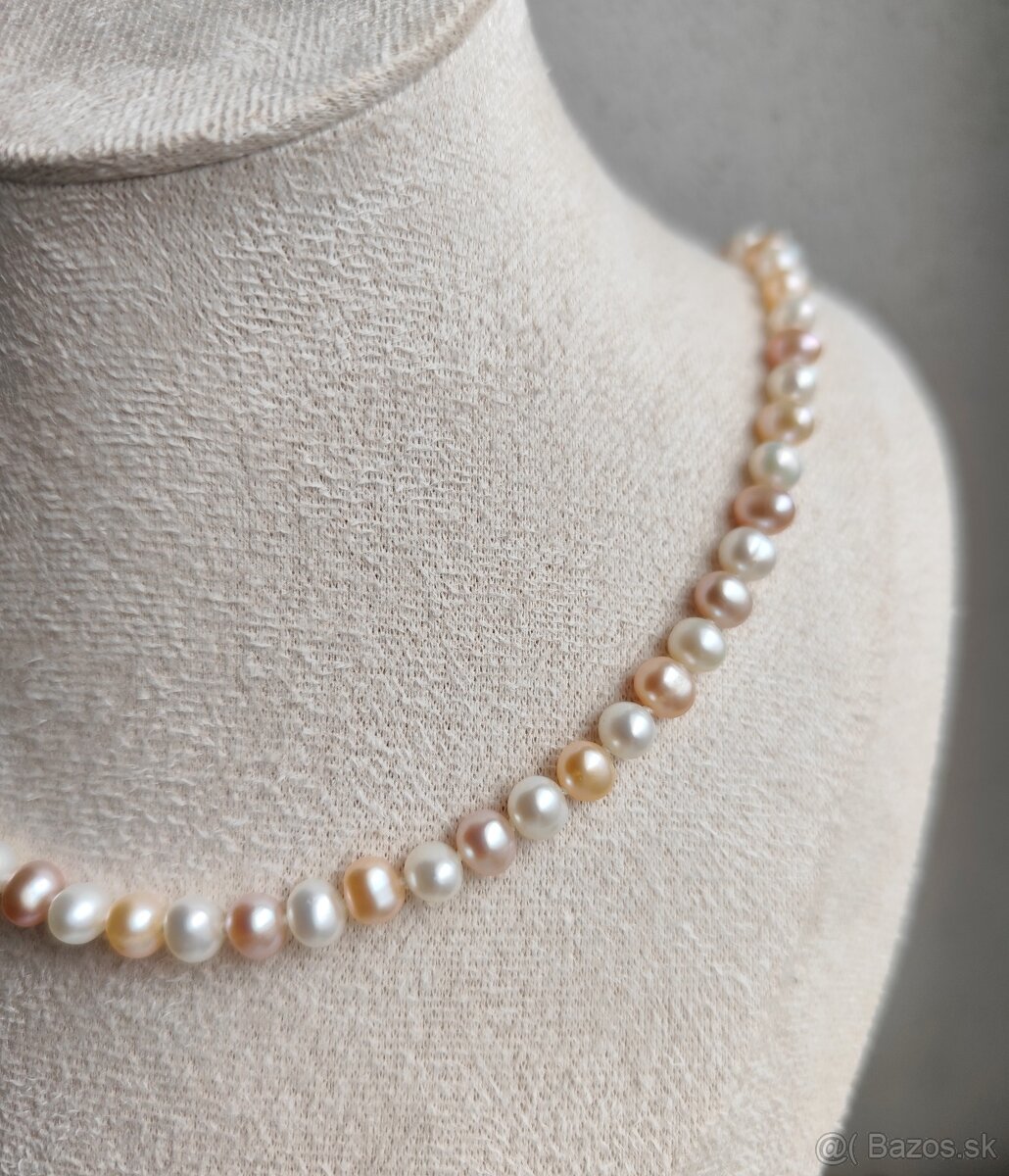 Náhrdelník riečne perly zlato 14k 585 perlový náhrdelník - 3