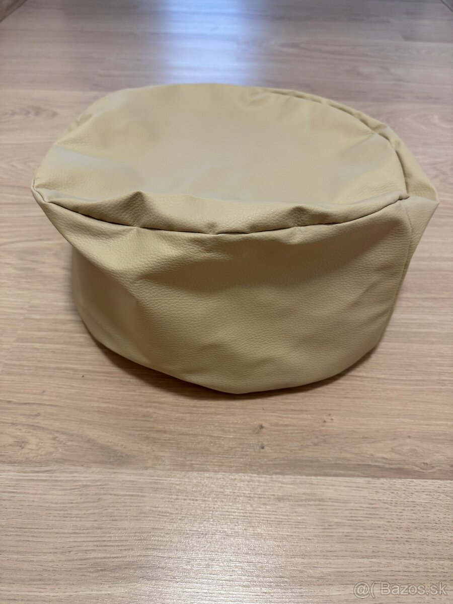 Sedací vak XXXL s podnožkou - eko koža béžová - 3