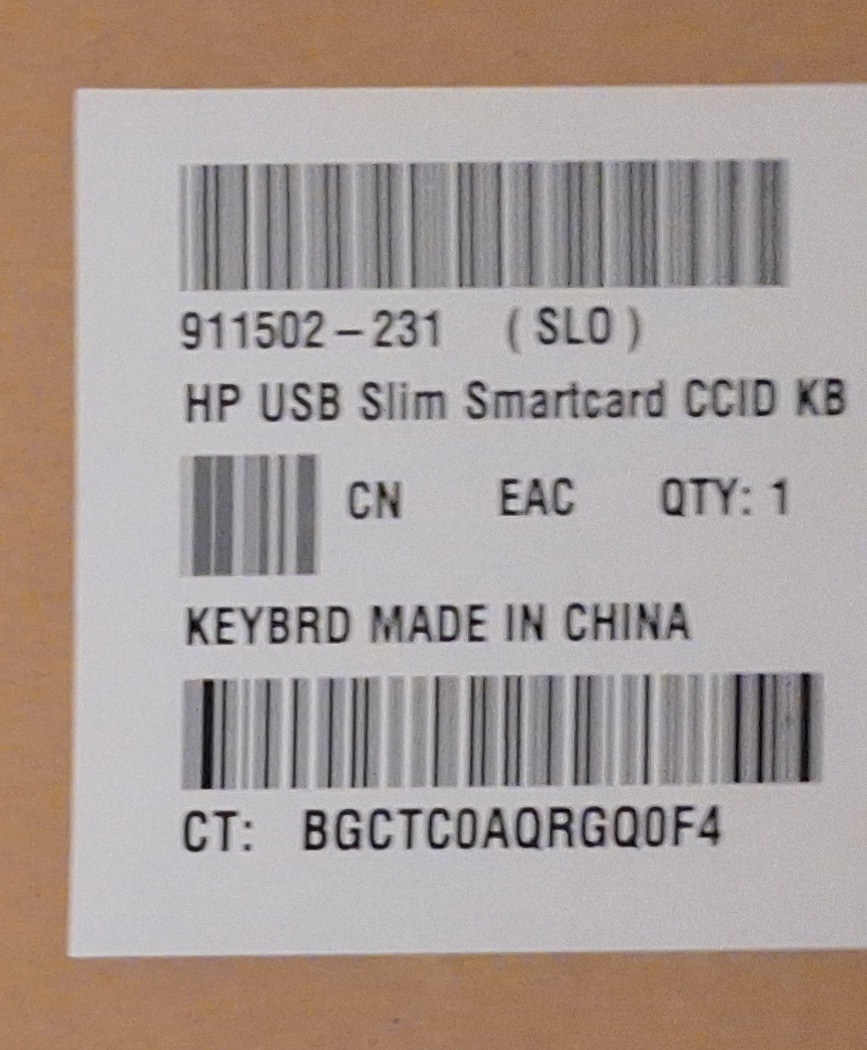 Klavesnica HP USB Business Slim Smartcard Keyboard SK - 3