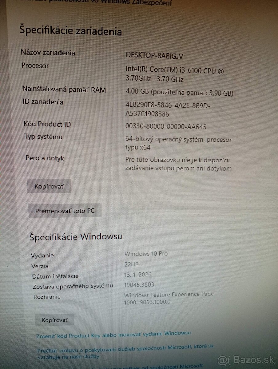 Predám počítač HP 280 G2 i3-6100 3,7 GHz - 3