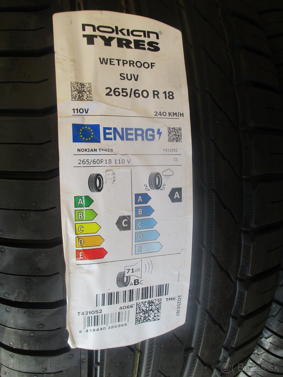 265/60R18 - letne pneu SUV Nokian nove - 3