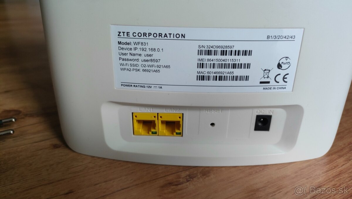 LTE 4G router o2 ZTE WF831 na SIM kartu - 3