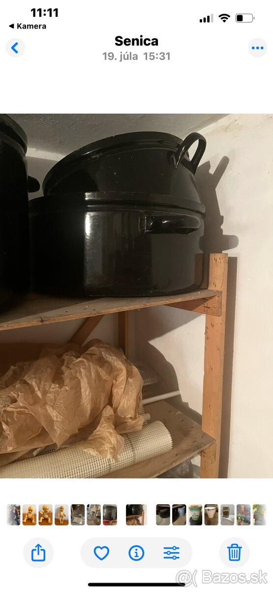 Demizony,smaltovane velke hrnce; struhak na kapustu - 3