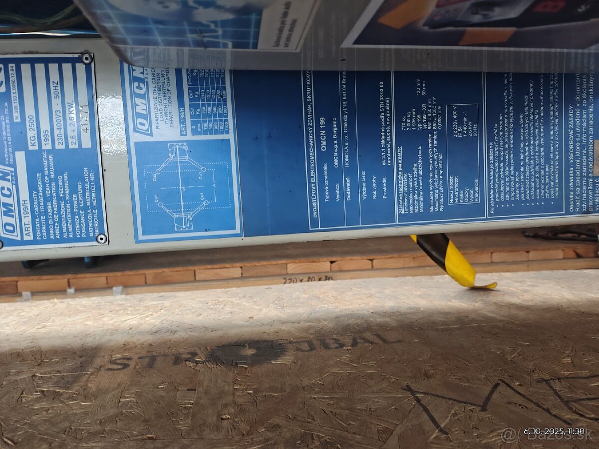 Predám bezprejazdový 2 stĺpový zdvihák OMCN 199/H. - 3