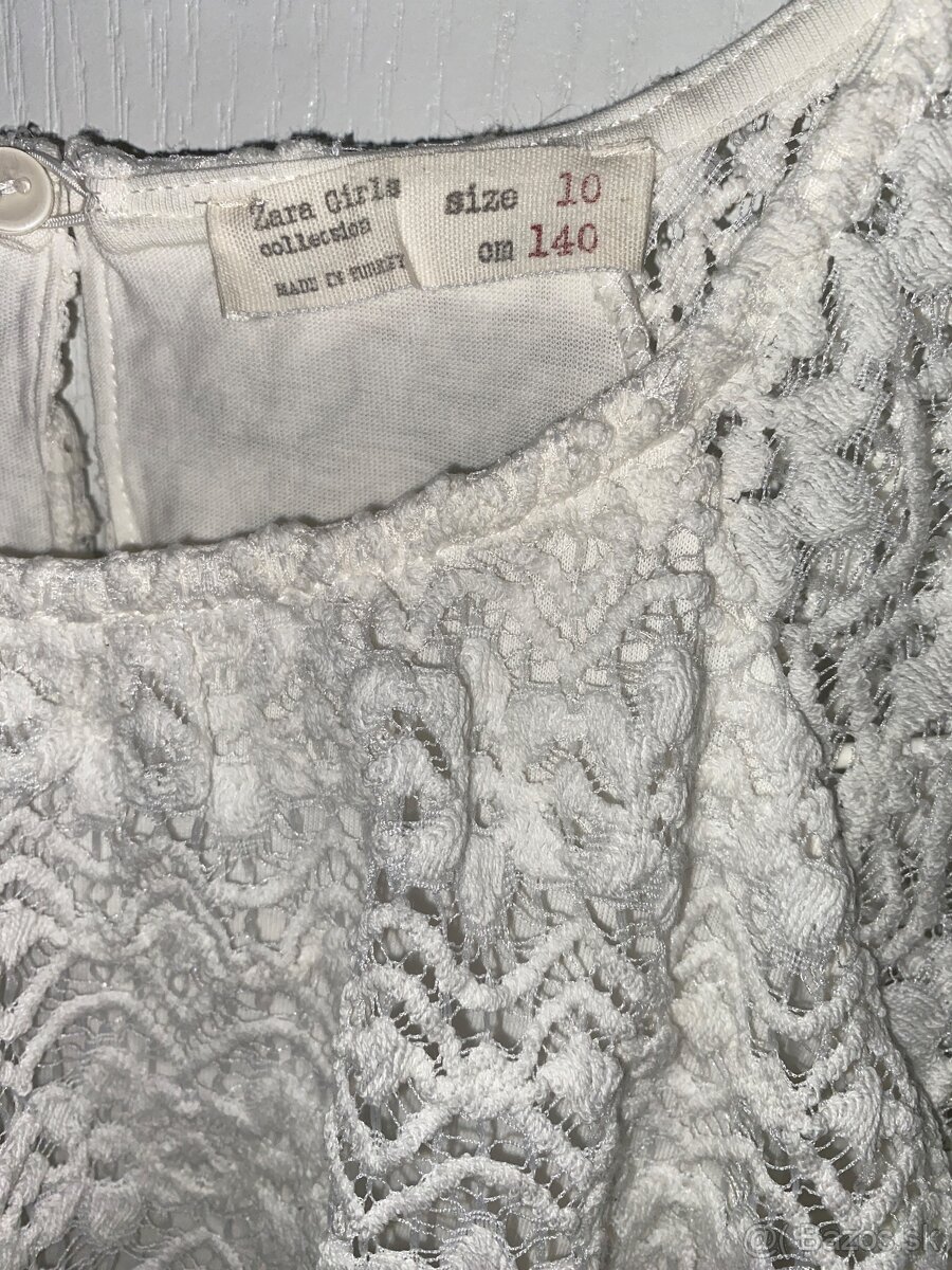 Biele cipkovane saty Zara velkost 140 - 3
