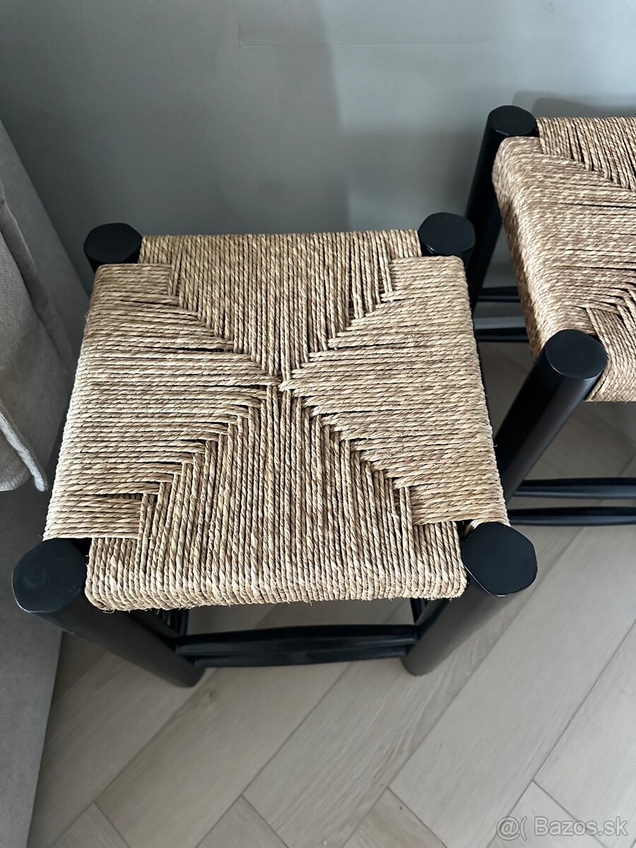 Drevena pletena jutova taburetka - 3