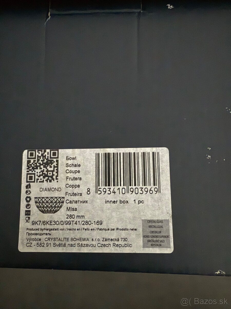 krištálová misa, Bohemia cristal, nepoužitá, nepoškodená - 3
