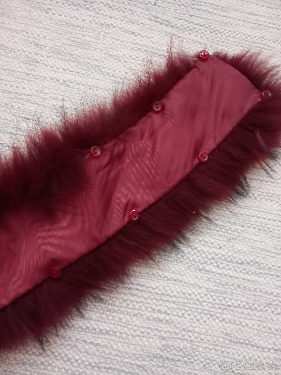Kožušinový golier bordový - 3