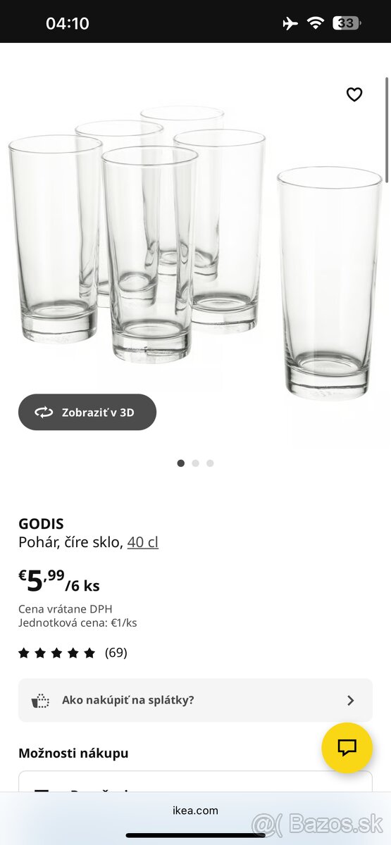 Ikea pohár sklenený godis 400ml 2ks - 3
