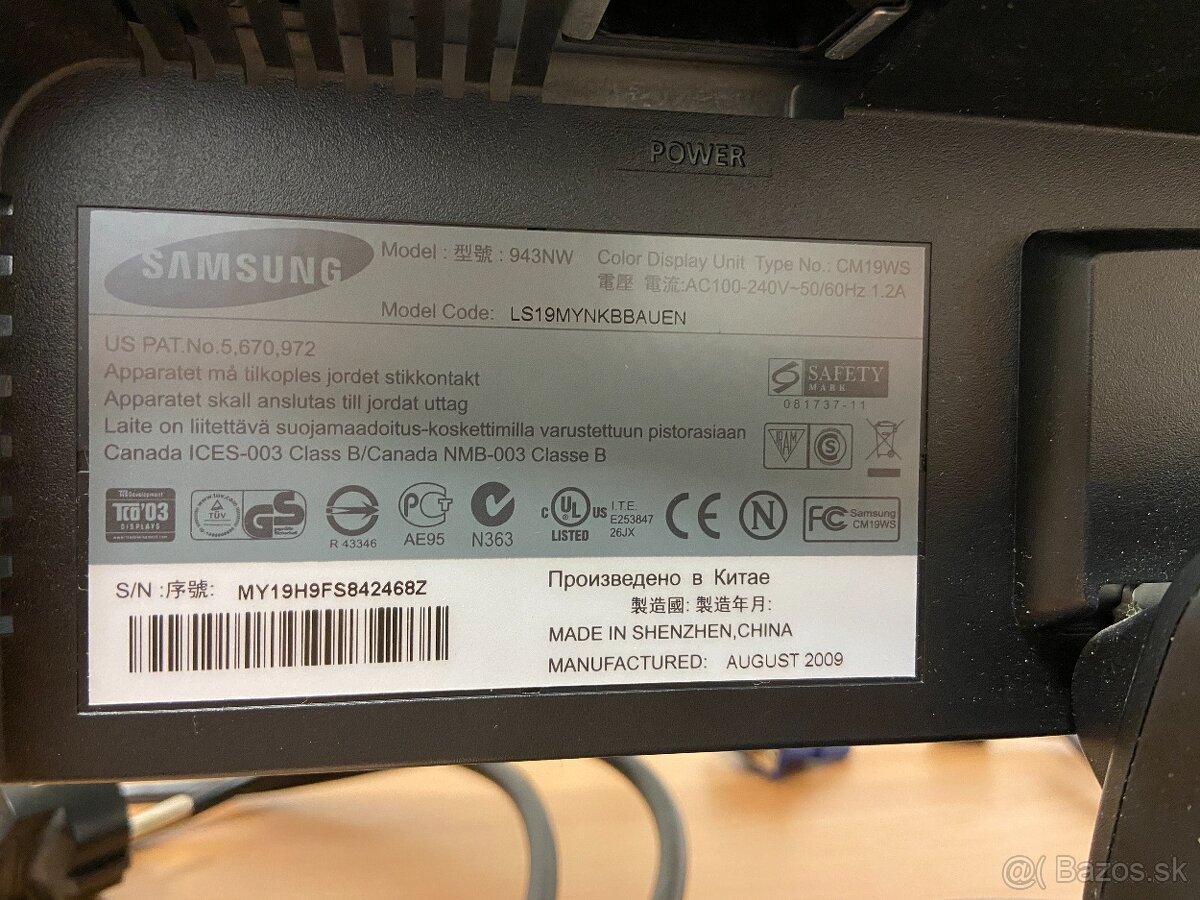 Samsung SyncMaster 943NW – 19" LCD monitor - 3