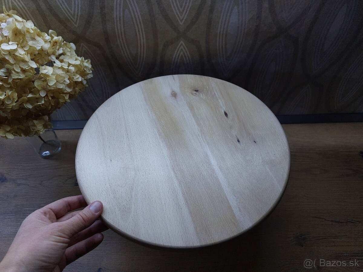 Drevený podnos na tortu, koláče, chlebíčky - 3