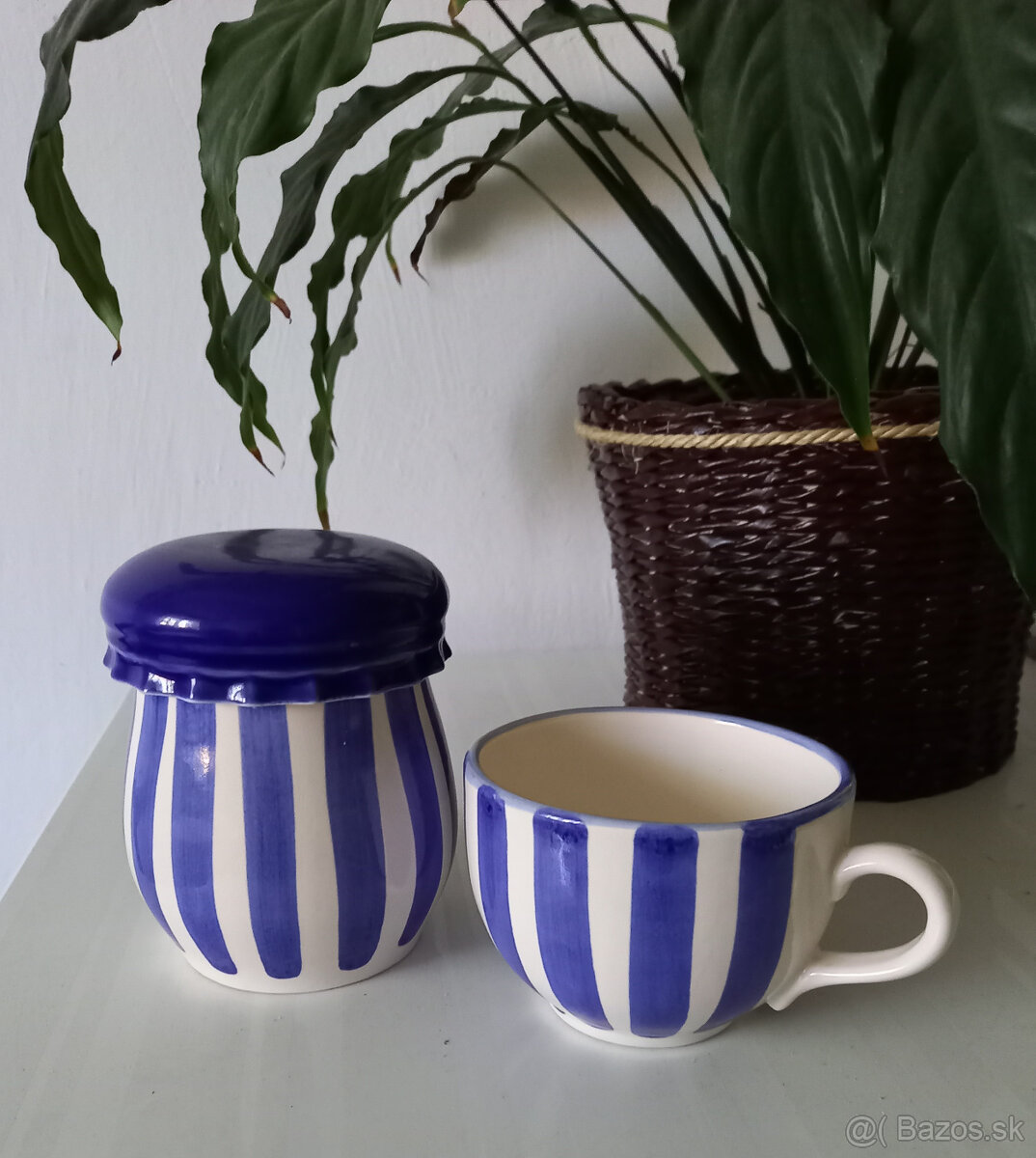 ručne maľovaná keramika modrá - 3