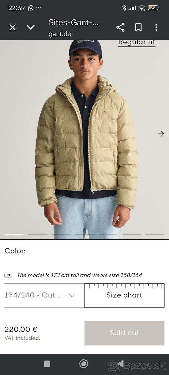 Nová zimná chlapčenská bunda GANT -veľ. 134/140 - 3