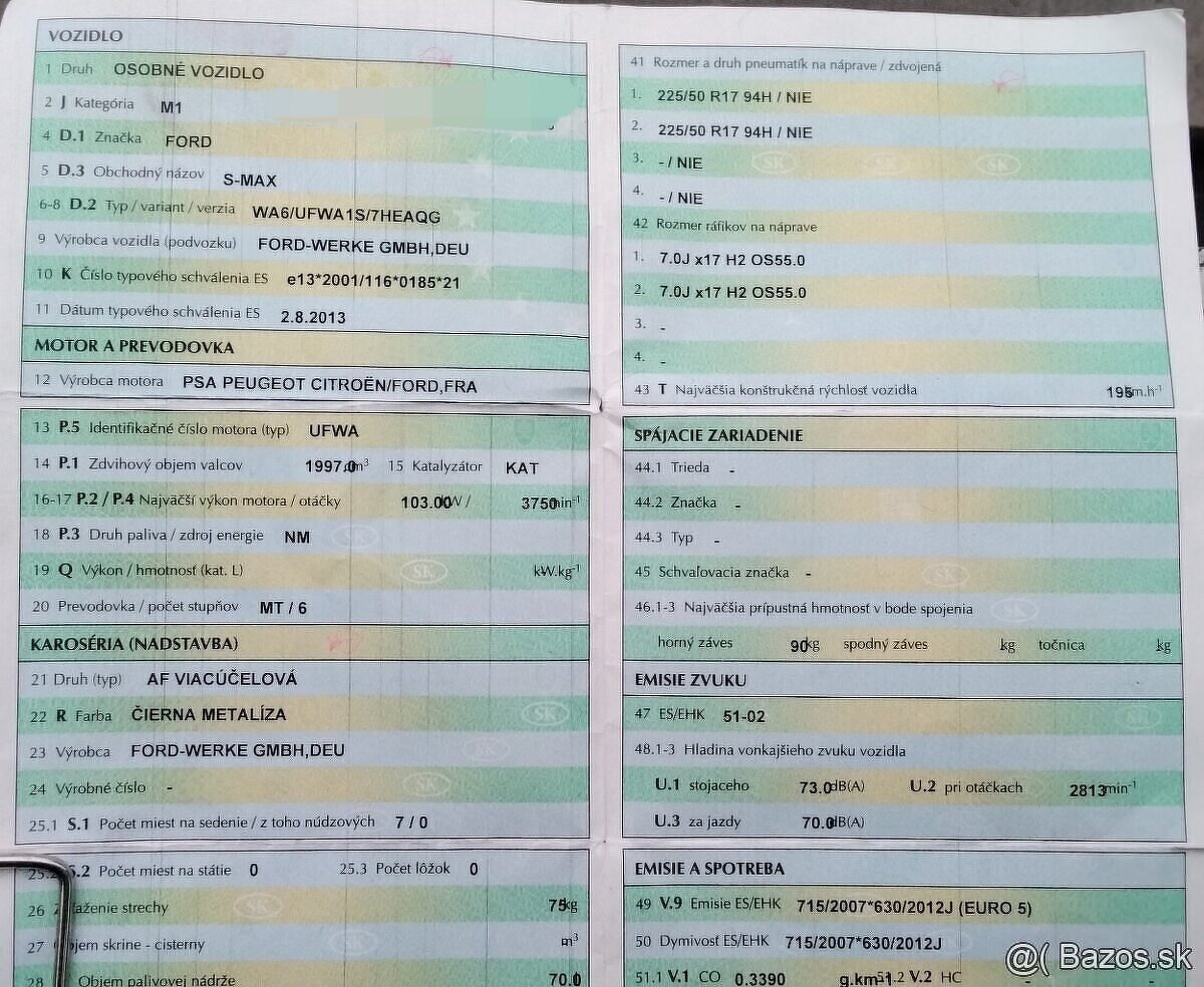 FORD S-MAX 2.0 TDCI 2014 predám MOTOR UFWA, ZADNÉ SVETLO - 3