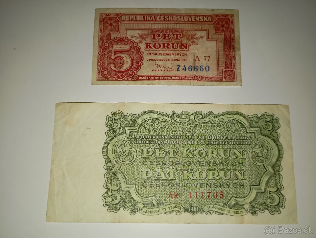 BANKOVKY 5 KČS 1940-1961, 3 RŮZNÉ EMISE - 3