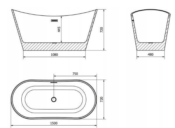 Voľne stojaca vaňa Mexen 150x72 + syfon - 3