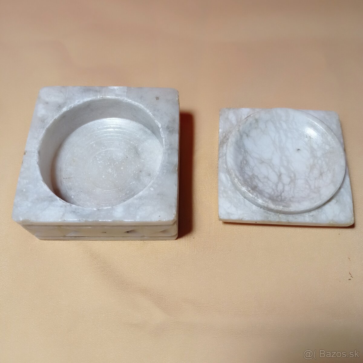 mramorová dózička, šperkovnica - starožitnosť - 3