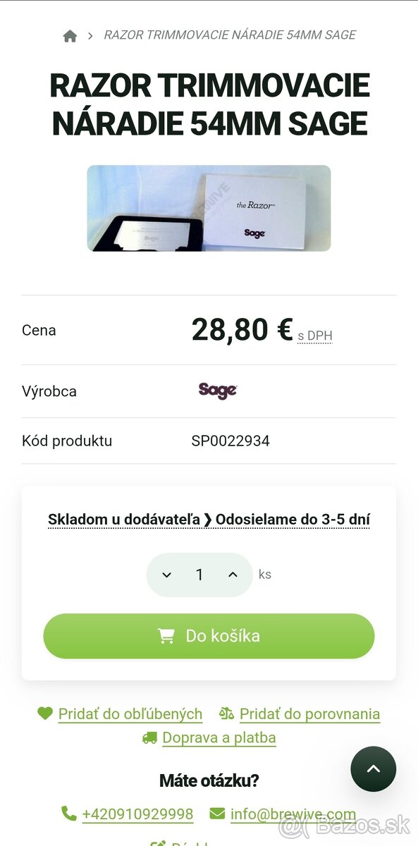 Sage urovnavac kavy 54mm - 3