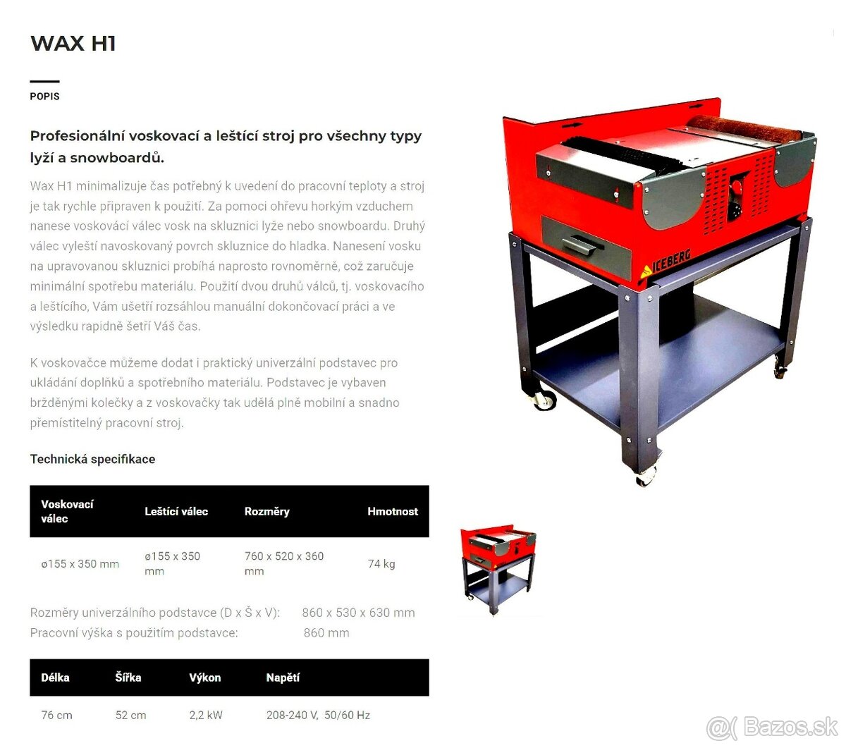 VOSKOVAČKA ICEBERG WAX H1 S KOVOVÝM PODSTAVCOM - 3