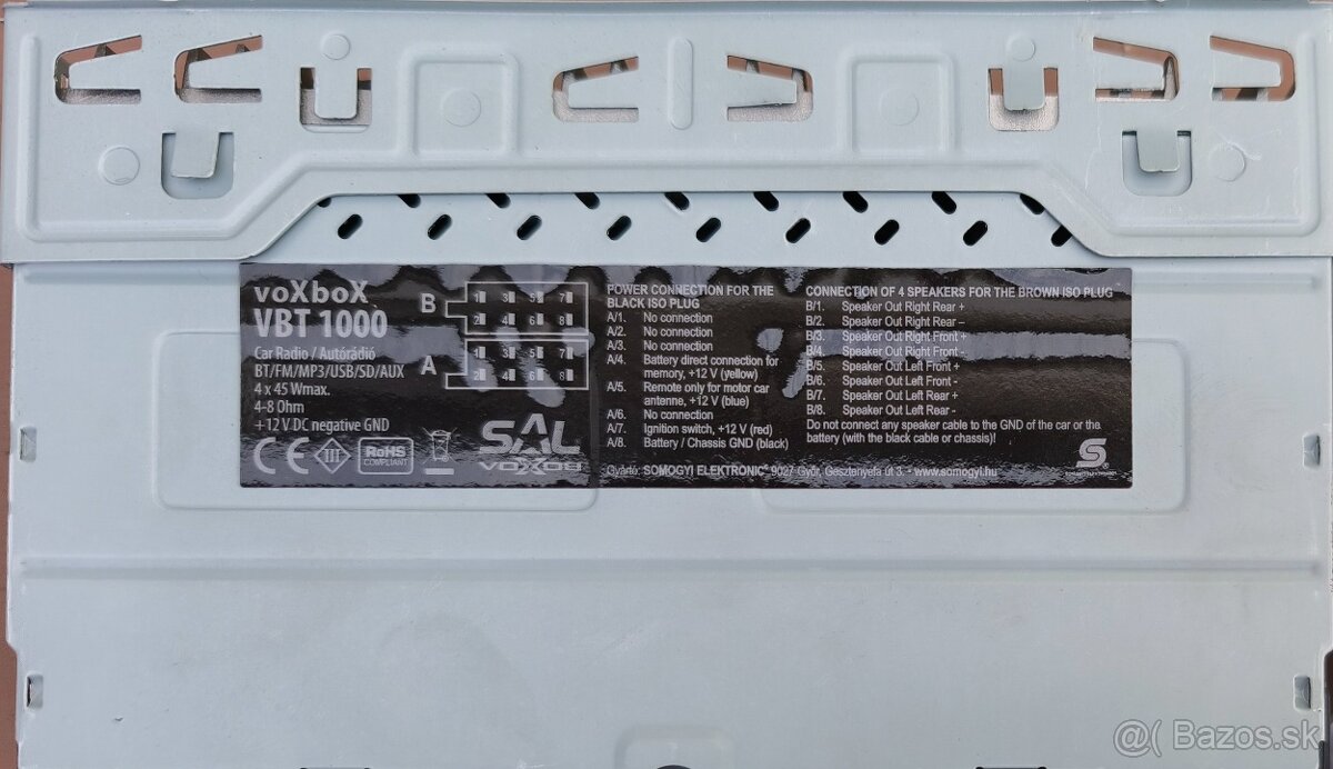 Autorádio Voxbot VBT1000, usb, MP3, slot na SD karty, BT - 3