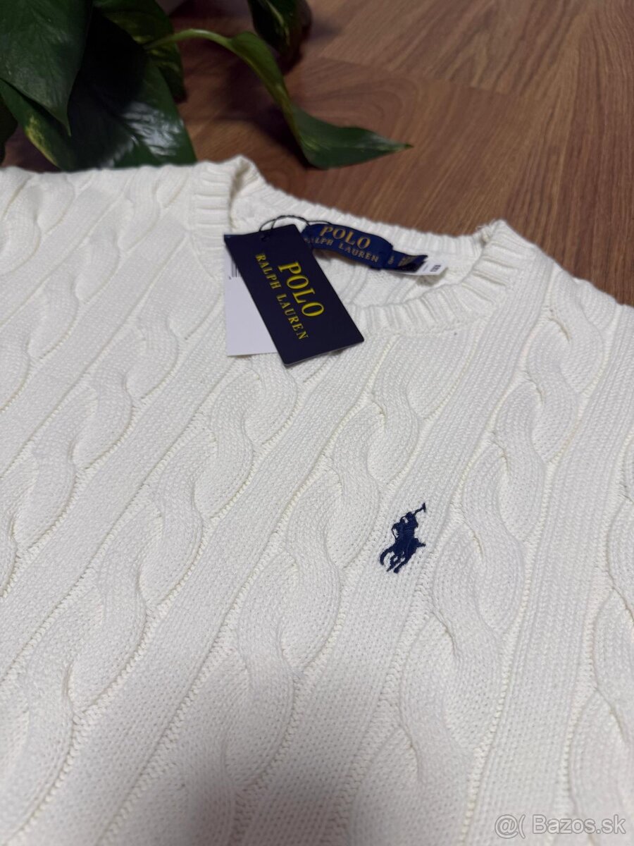 Pollo Ralph Lauren Biely Pulovér - 3