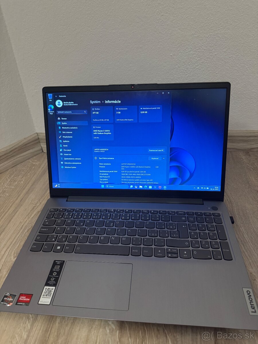 100% Lenovo Notebook – Ryzen 5 3500U / 8GB RAM / 512GB SSD - 3
