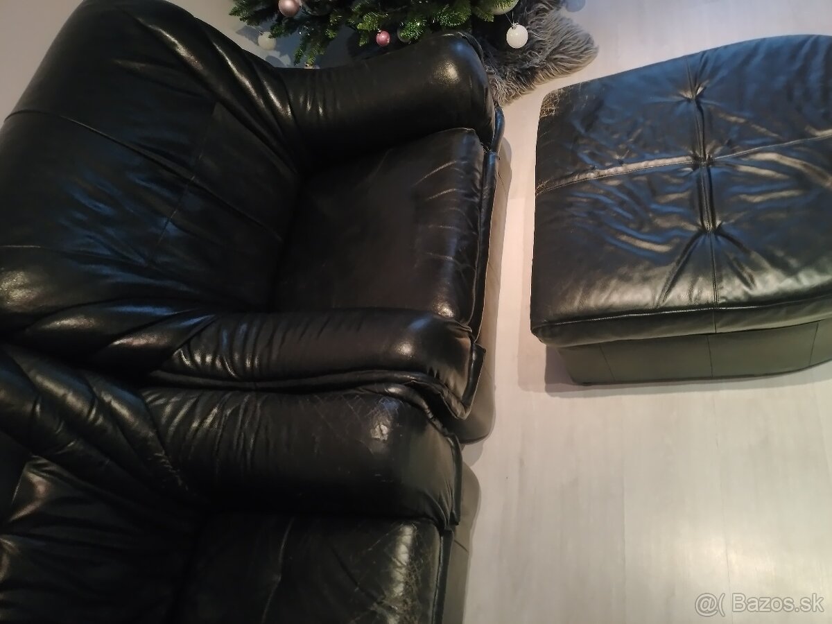 Kožená Sedačka Kreslo Taburetka - 3