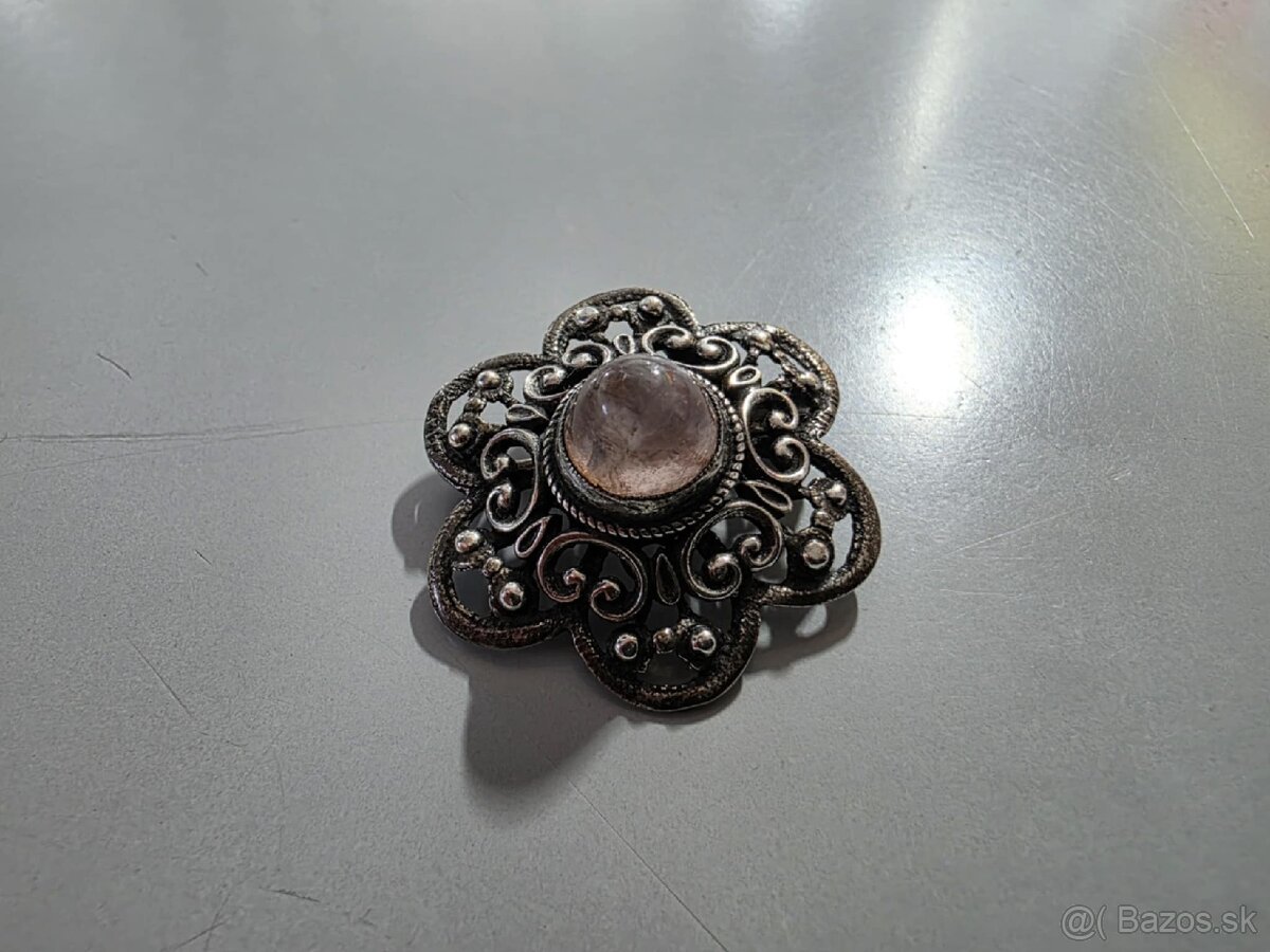 Starožitná strieborná brošňa - 3