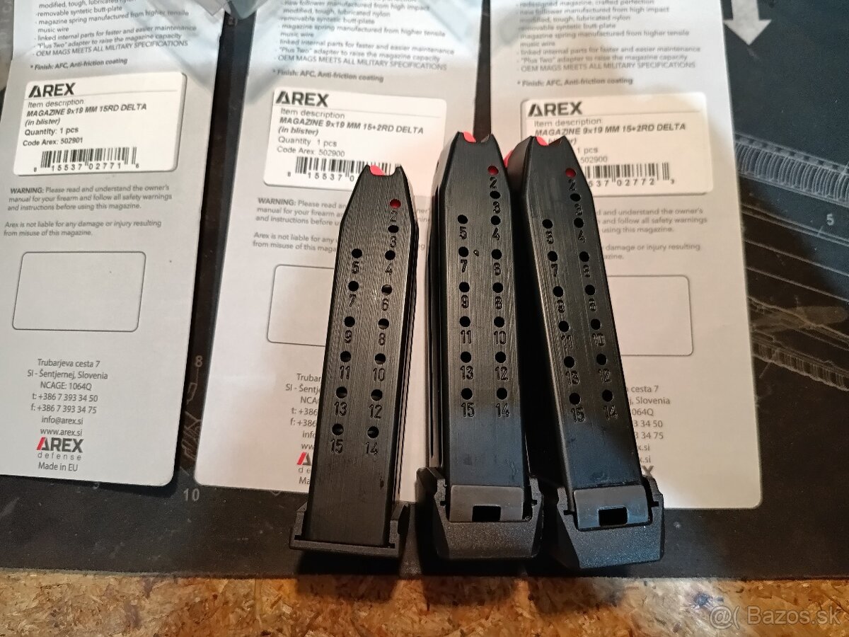Predám zásobníky do pištole arex delta 15 a 17 ranové - 3