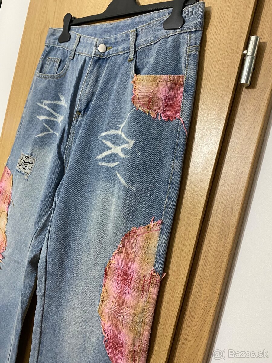 Panske rifle y2k patchwork jeans alternative - 3