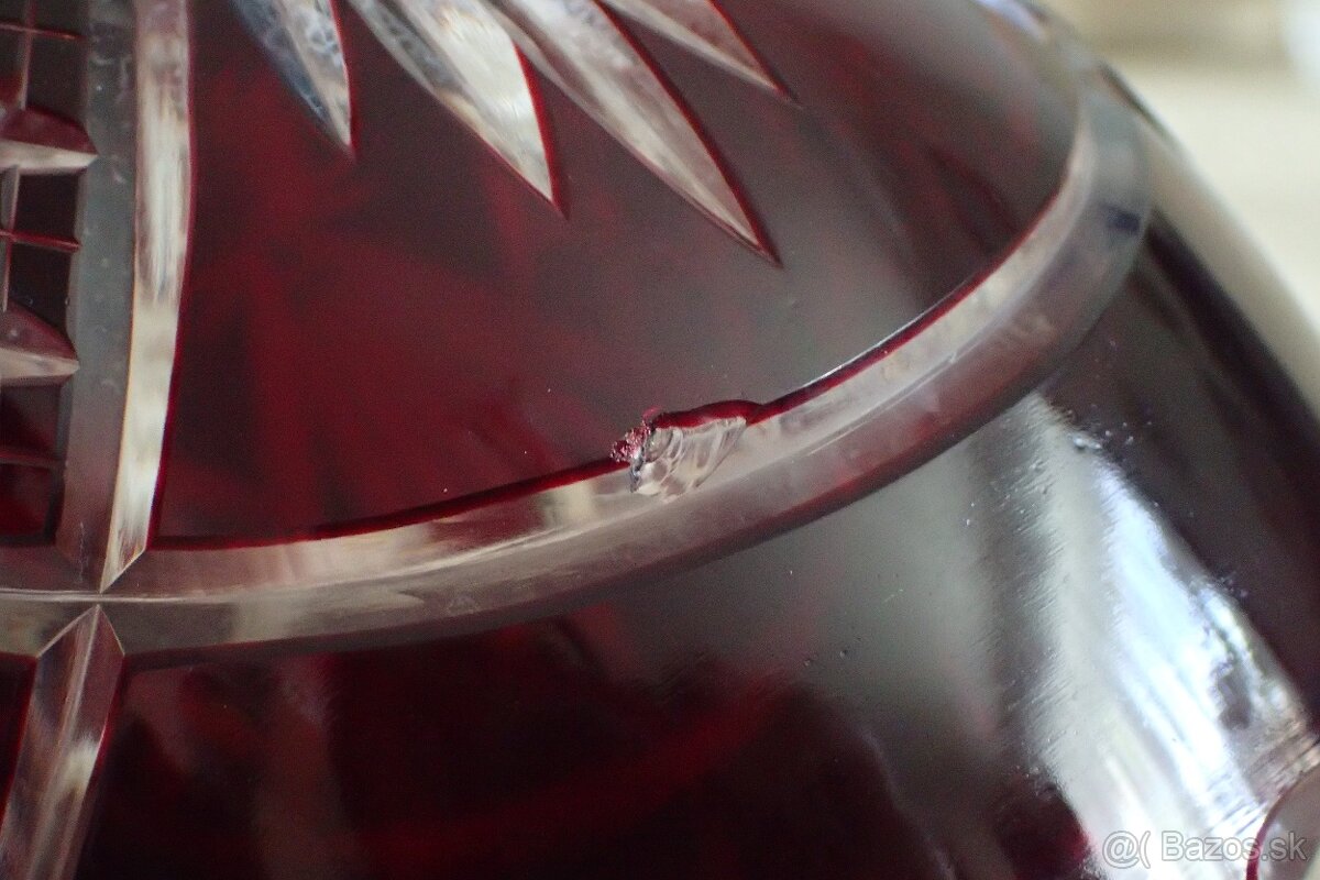 Rubínové sklo váza 34cm - 3