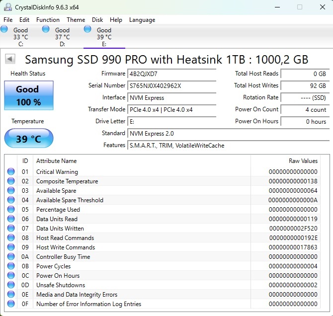 Samsung 990 PRO 1TB Heatsink, M.2 2280, NVMe - 3
