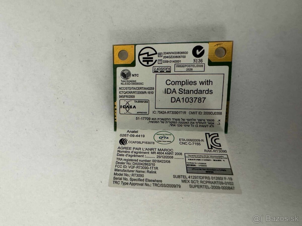 #09 - Wifi adaptér Mini PCI Express Ralink RT3090 - 3