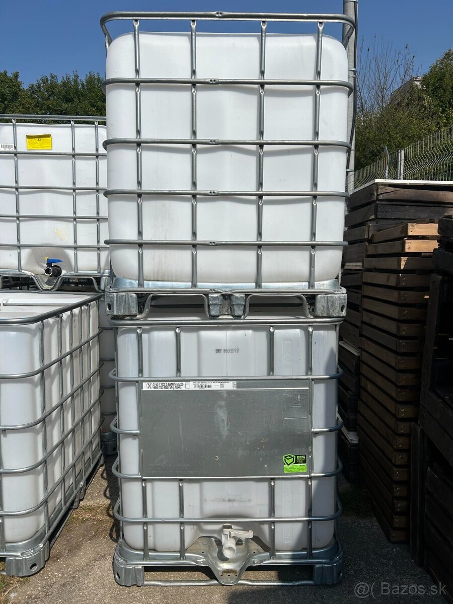 IBC nádrže 1000L na plechovej palete – ako nové - 3