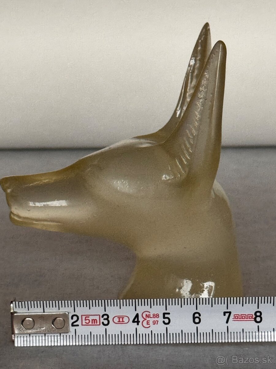 Skl. soška hlavy psa Anubis, světélkující zeleně - 3