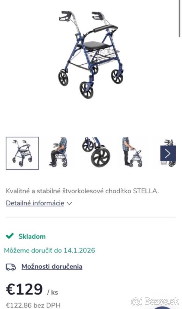 Štvorkolesové chodítko/rolátor STELLA - 3