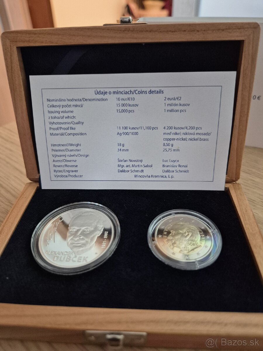 Pamätná sada mincí NBS: Alexander Dubček PROOF 10 + 2 - 3