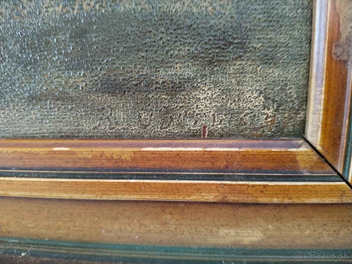 Kostel na kopci je olej na kartonu 82x62 cm - 3